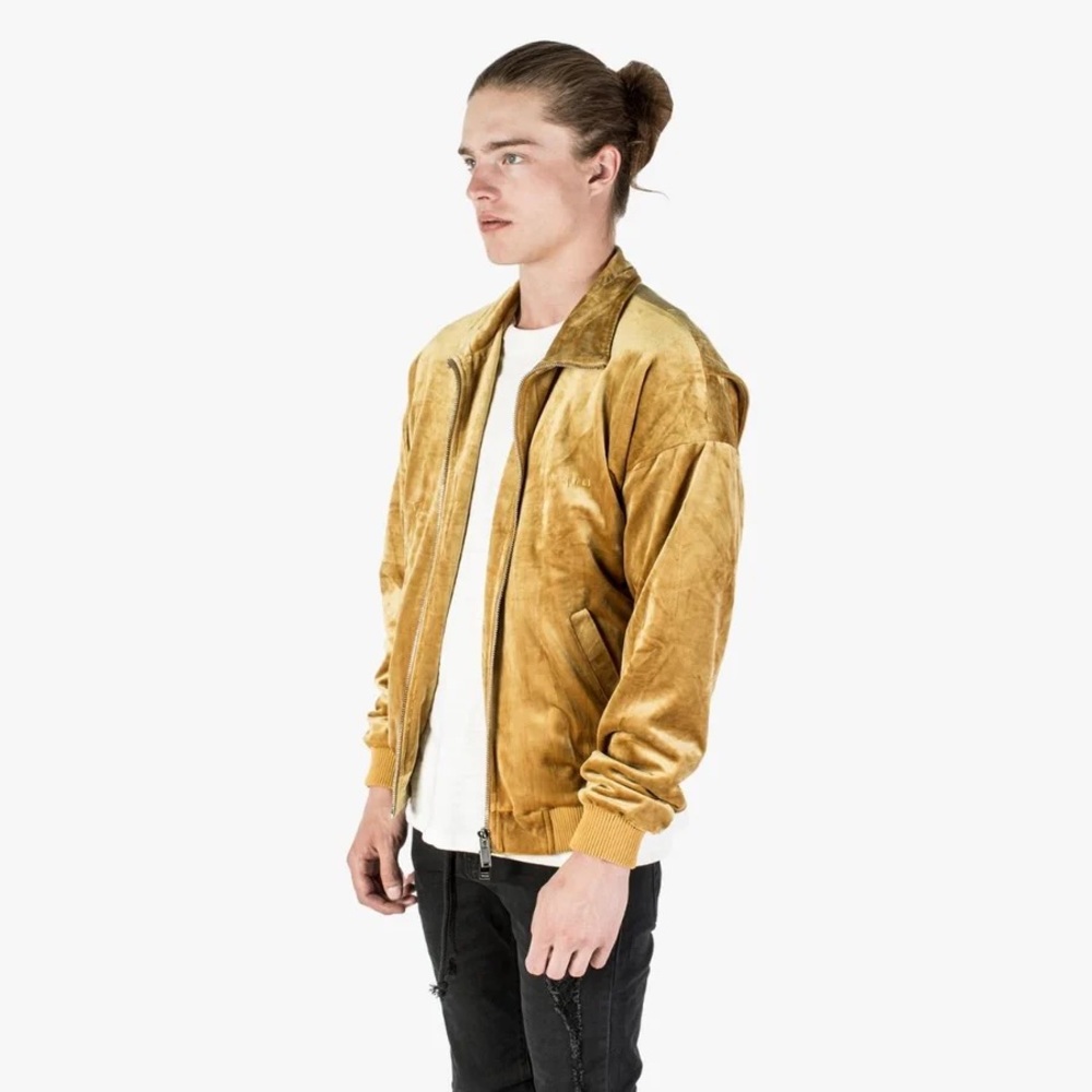 Mechali Men’s Velour Jacket | Mustard Yellow